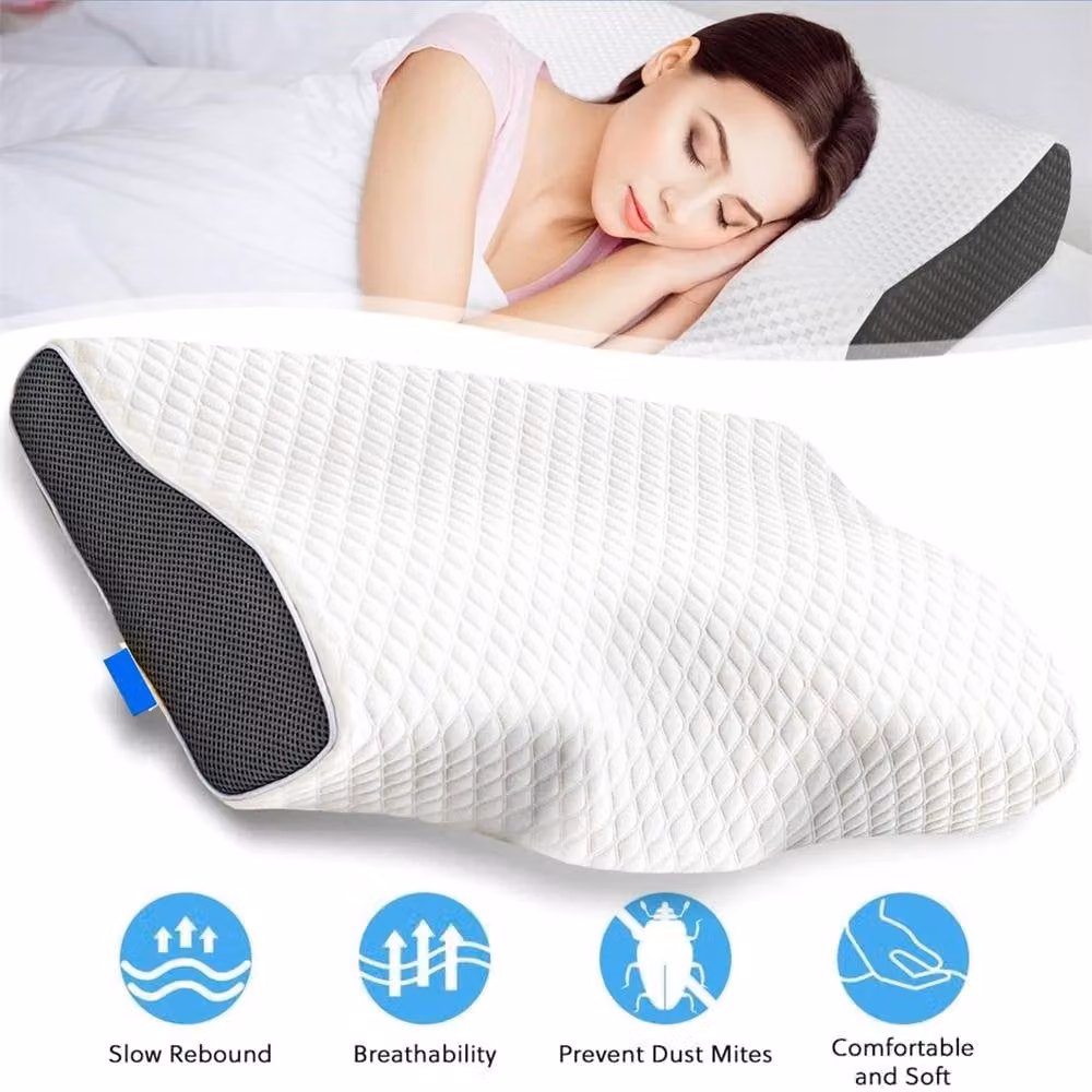 Nordara Butterfly Memory Foam Neck Pillow in White, Firm and Breathable Support for Side and Back Sleepers – 2