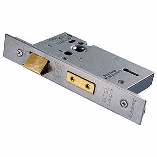 Loops 64mm 3 Lever Sashlock with Square Forend in Satin Stainless Steel Silver
