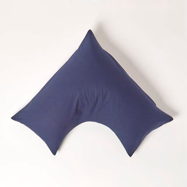 Homescapes 200 Thread Count Egyptian Cotton Percale Pillowcase in Blue
