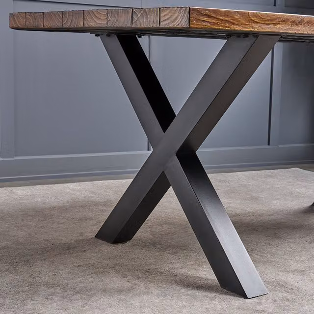Livingandhome X-Shaped Metal Table Legs in Black, Small