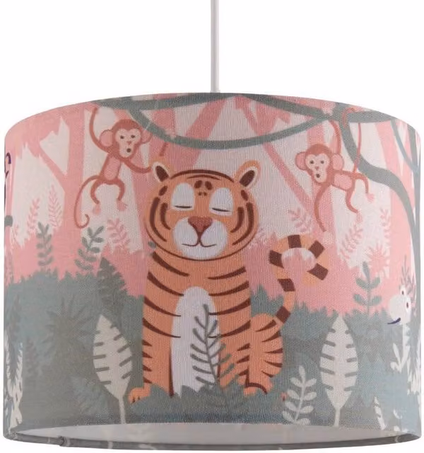 First Choice Lighting Jungle Safari Multicolour Fabric Easy Fit Pendant Shade, Diameter: 25 cm