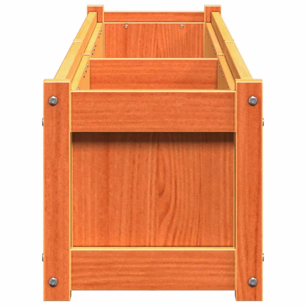 Berkfield Home Garden Wax Brown Solid Wood Pine Planter Tub, 2 Pack – 3