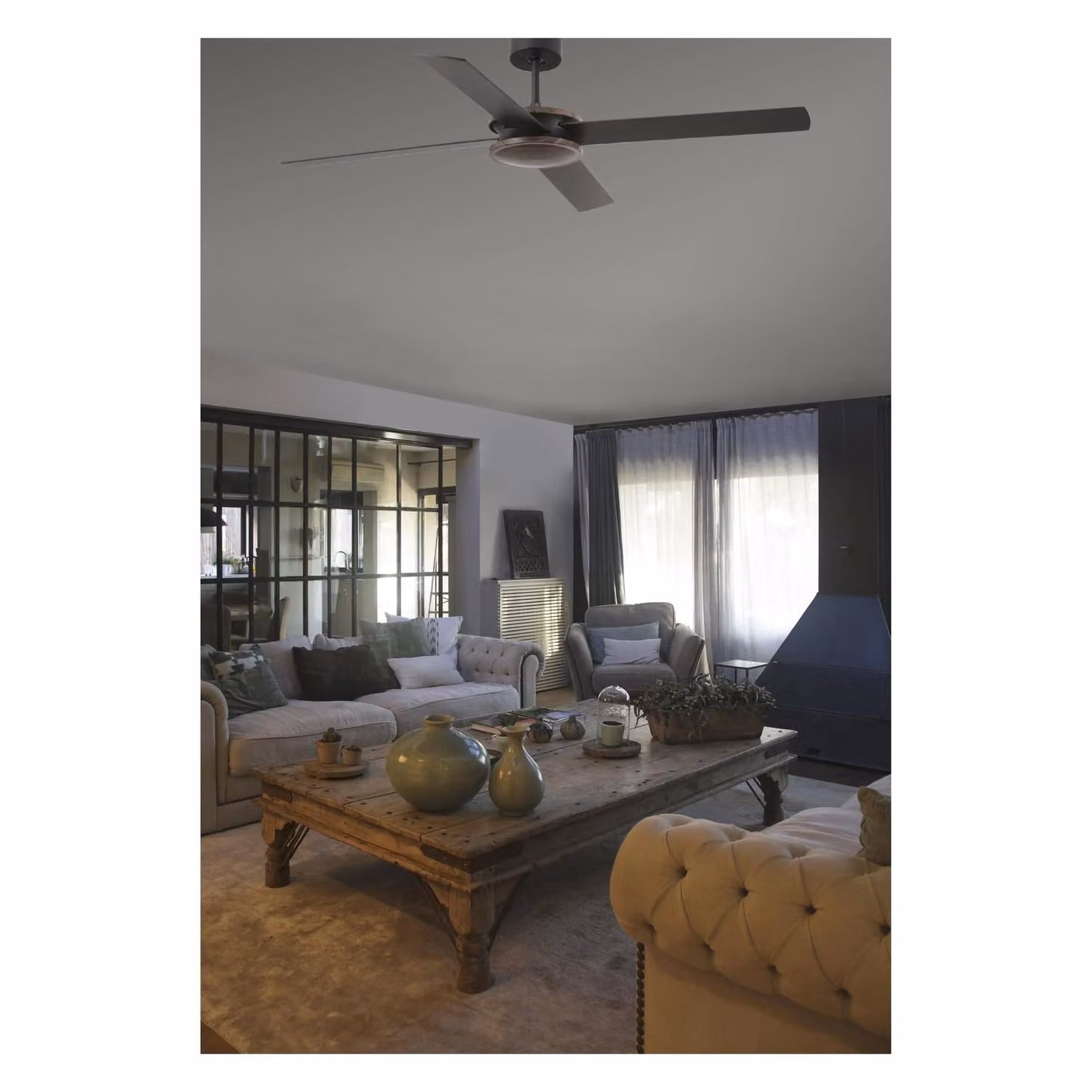 Faro Barcelona Polea Ceiling Fan with Remote Control, Brown or Black, Diameter: 132 cm – 4