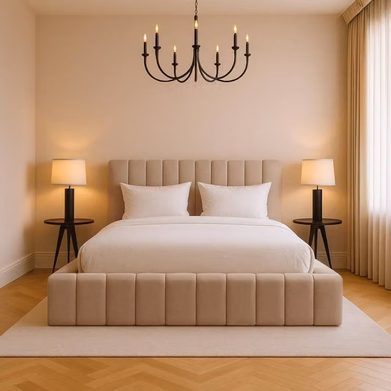 Desire Deco Kingston Modern Upholstered Storage Bed in Beige, Single, W/D/H: 90 x 190 cm
