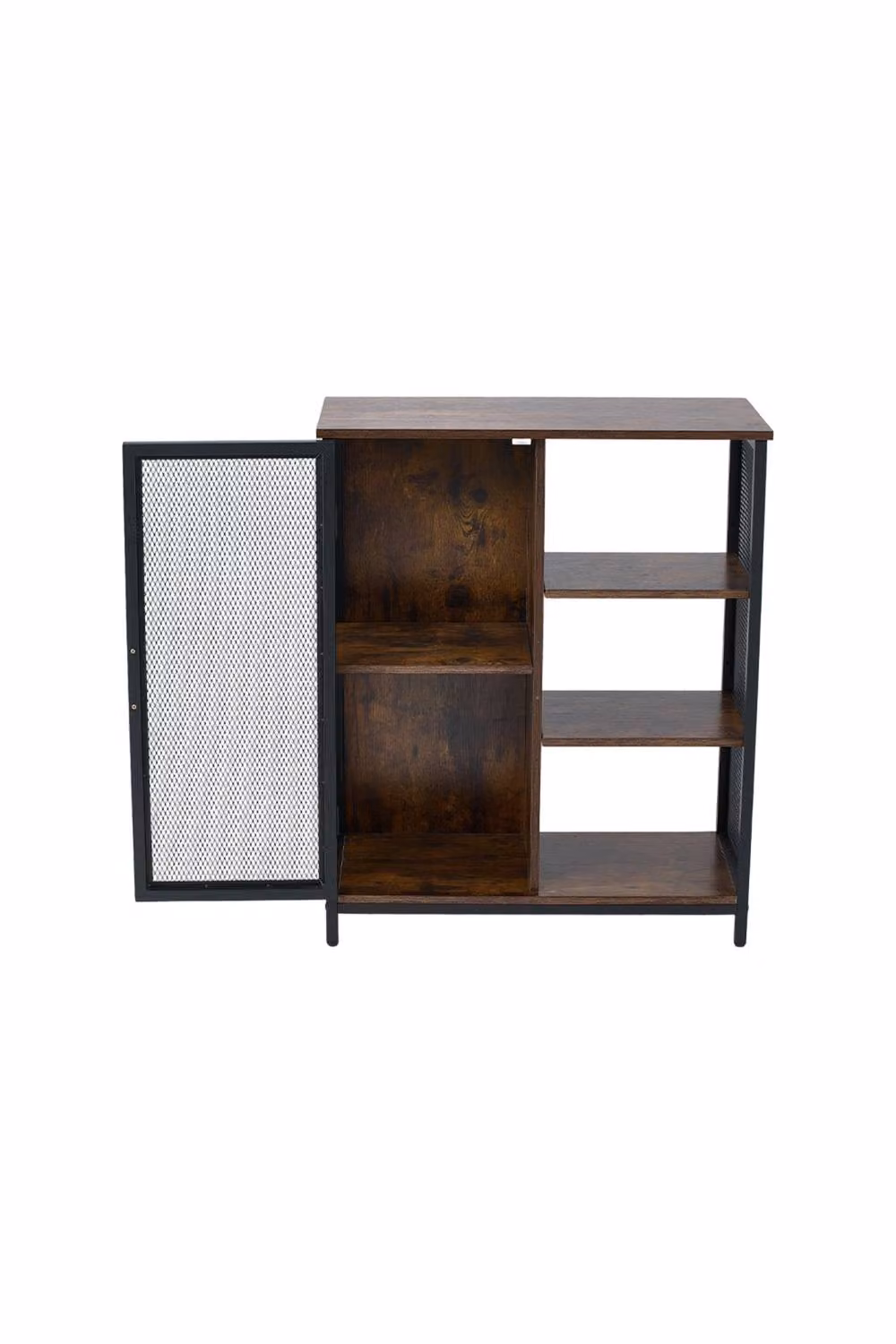 Living and Home Industrial Sideboard Coffee Bar Cabinet in Dark Brown and Black – 3