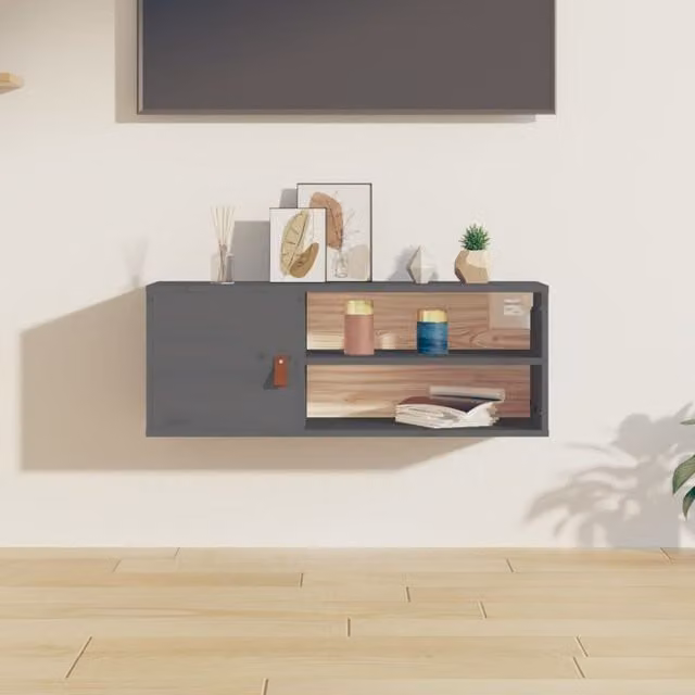 Berkfield Home Grey Solid Wood Pine Wall Cabinet W/D/H: 80 x 30 x 30 cm – 1