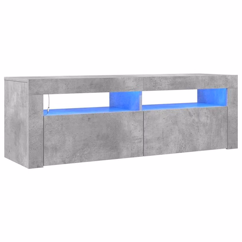 Berkfield Home Modern TV Cabinet with LED Lights in Concrete Grey, W/D/H: 120 x 35 x 40 cm – 3