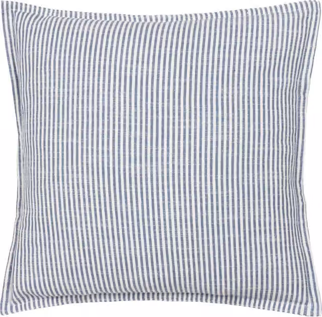 Skyline Truro Stripe Reversible Blue Cotton and Polyester Filled Square Cushion