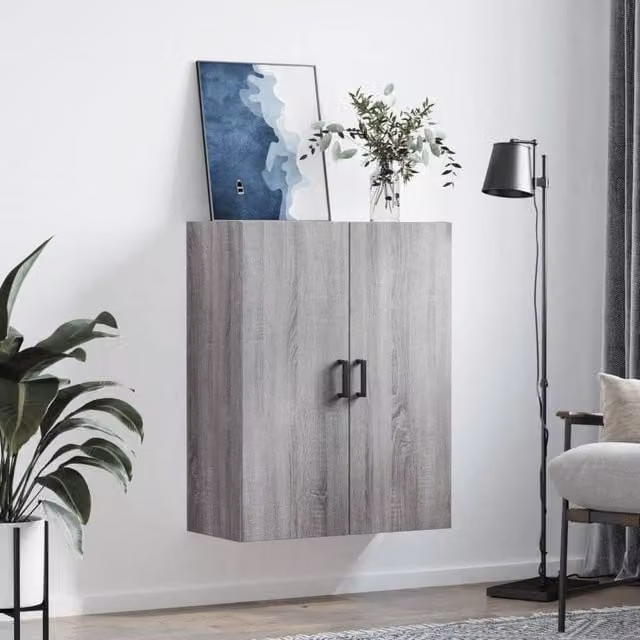 Berkfield Home Wall Mounted Cabinet in Grey, W/D/H: 69.5 x 34 x 90 cm – 1