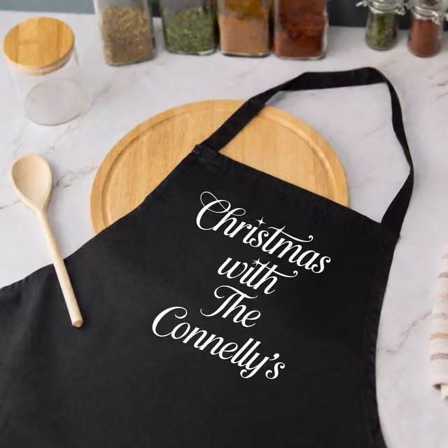 60 Second Makeover Personalised Christmas At The Any Name Apron in Black – 1