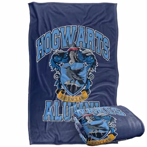 Warner Bros. Harry Potter Hogwarts Ravenclaw Alumni Super Soft Fleece Throw Blanket, Blue, W: 91.44 cm x D: 147 cm