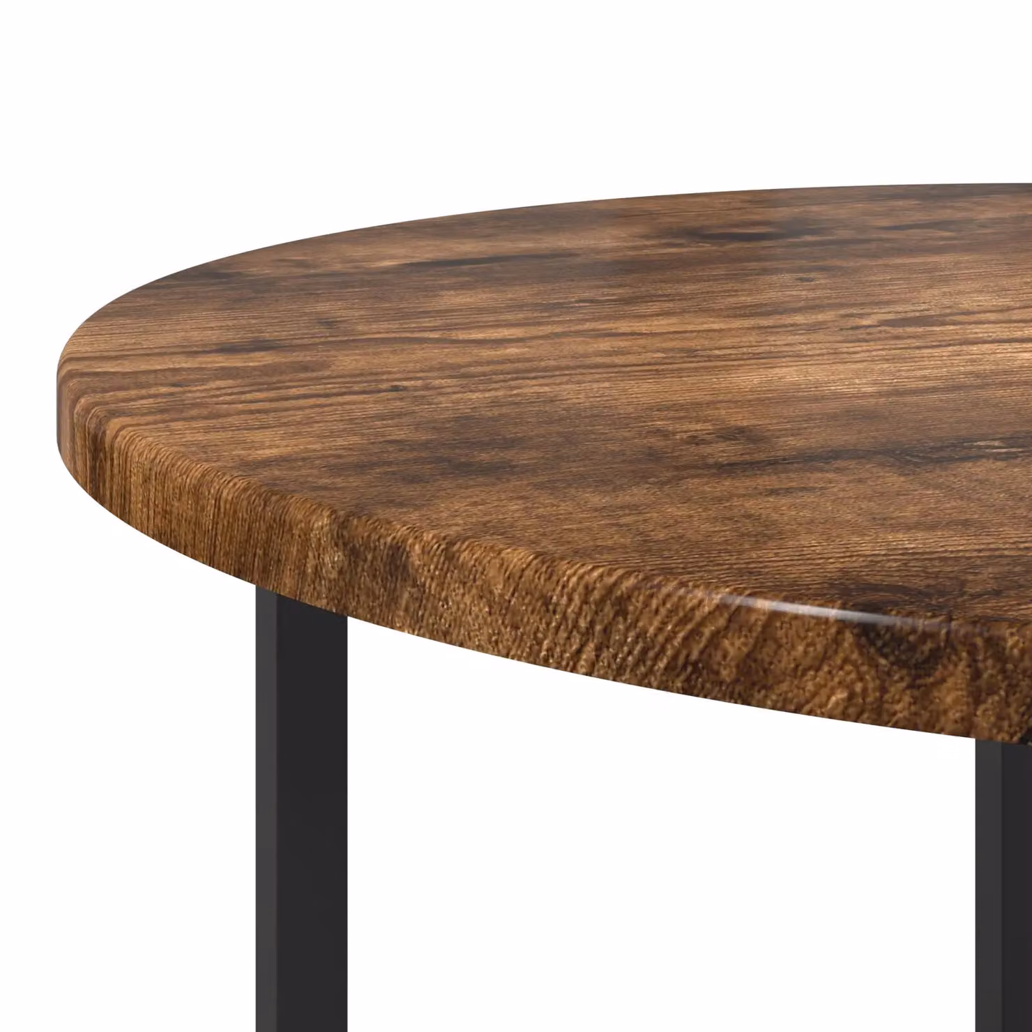 Berkfield Home Set of 2 Round Nested Side Tables in Brown Oak and Metal – 4