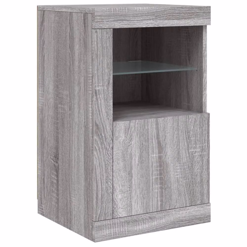 Berkfield Home Set of 2 Grey Sonoma Side Cabinets with Integrated LED Lighting and Glass Doors – 5