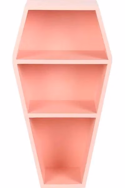 KDMD Pink Coffin Wall Mounted MDF Shelf with Back Panel – 2