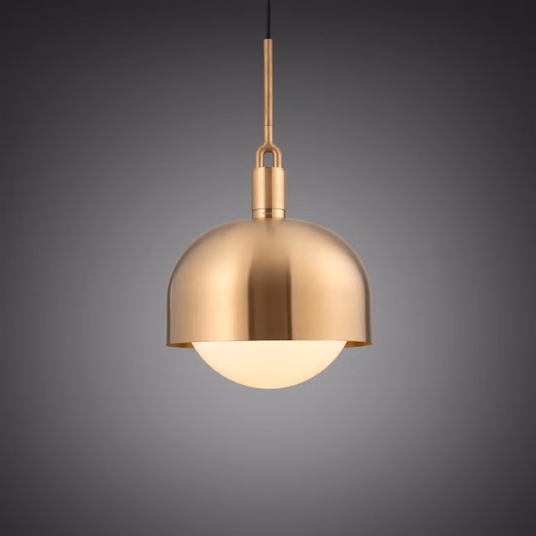 Buster + Punch Forked Pendant Light with Opal Glass Globe in Black and Gold/Brass