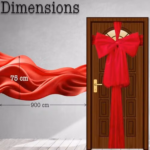 SHATCHI Red Christmas Door Bow 9m Giant Textile Bow for Festive Home Decoration – 2