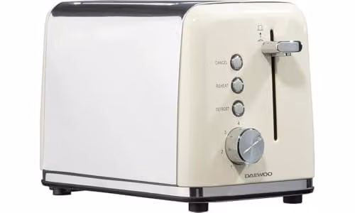 Daewoo Kensington 2 Slice Toaster in Cream and Stainless Steel with 810W Power and Cable Storage – 1