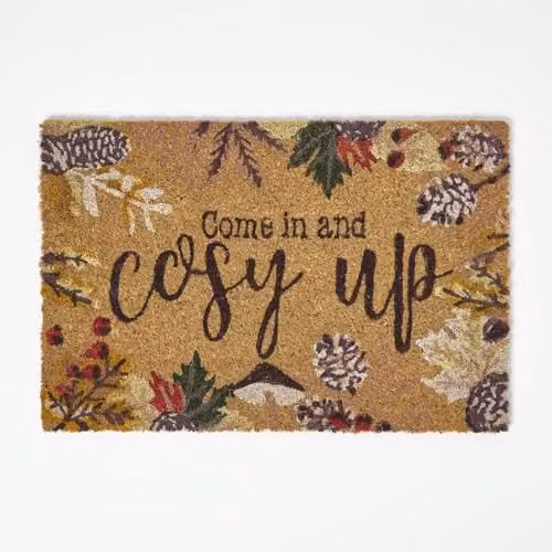 Homescapes Floral Coir Doormat, Brown, W/D: 60 x 40 cm – 1