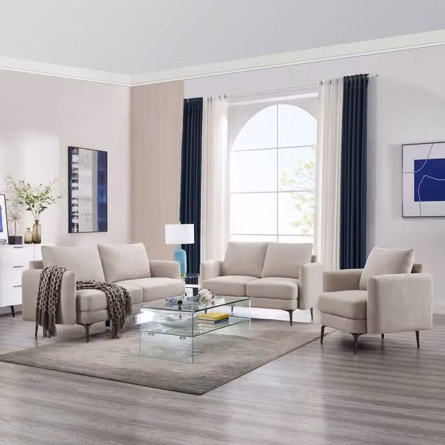 More4Homes Sofia Fabric Sofa Set in Beige with 1, 2 and 3 Seater Options