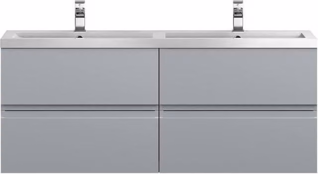Balterley Mavesyn 4 Drawer Wall Hung Vanity Basin Unit, Satin Grey, Width: 120 cm