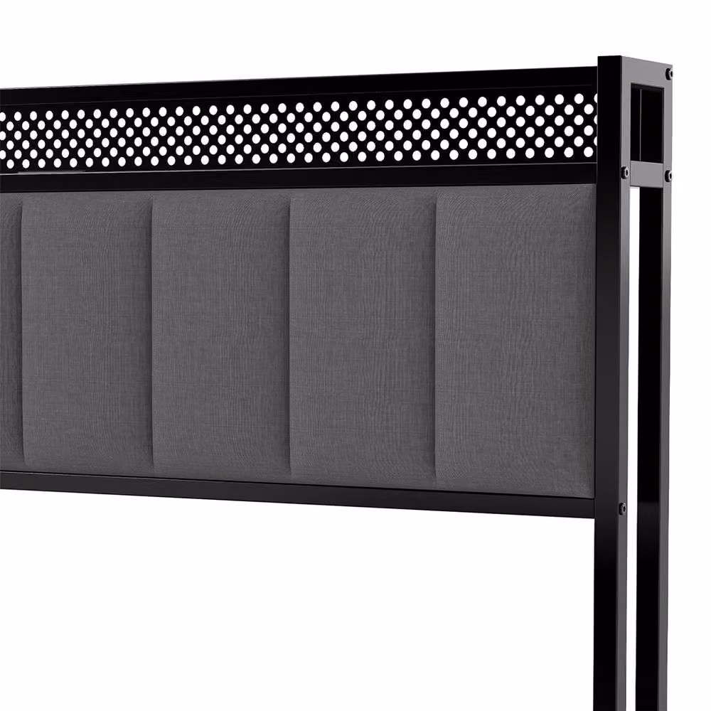 Levede Upholstered Double Bed Frame in Grey with LED Lighting, USB Charging Ports and Side Compartments, W/H: 140 x 200 cm – 9
