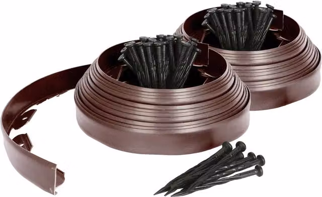 Harbour Housewares 20m Flexible Plastic Lawn Edging in Brown with 80 Pegs – 5