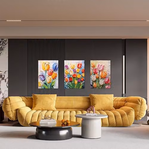Simpa 3 Panel Floral Canvas Wall Art, Multicolour Botanical Flower Design, W/H: 180 x 60 cm – 2