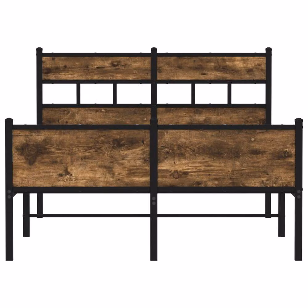 Berkfield Home Small Double Wood Bed Frame in Smoked Oak Brown, W/D/H: 120 x 190 cm – 4