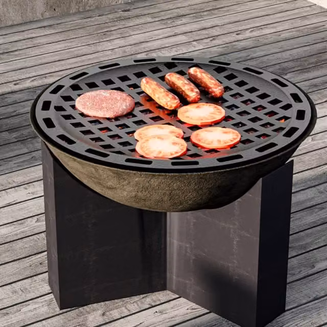 Livingandhome Black Cast Iron Round Thick Garden Grill Grate