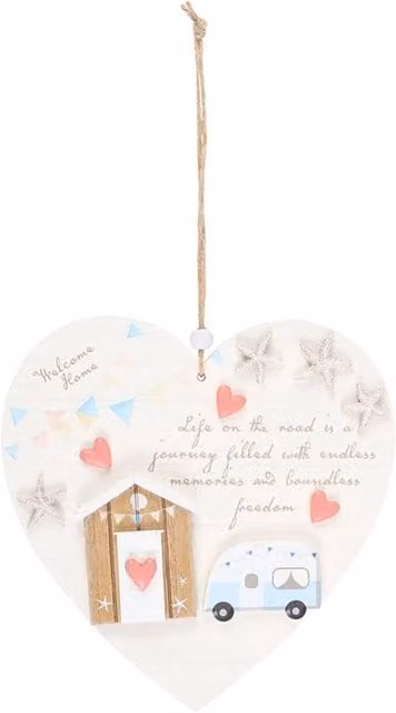 Something Different Life On The Road Caravan Shell Heart Wall Plaque, Multicolour