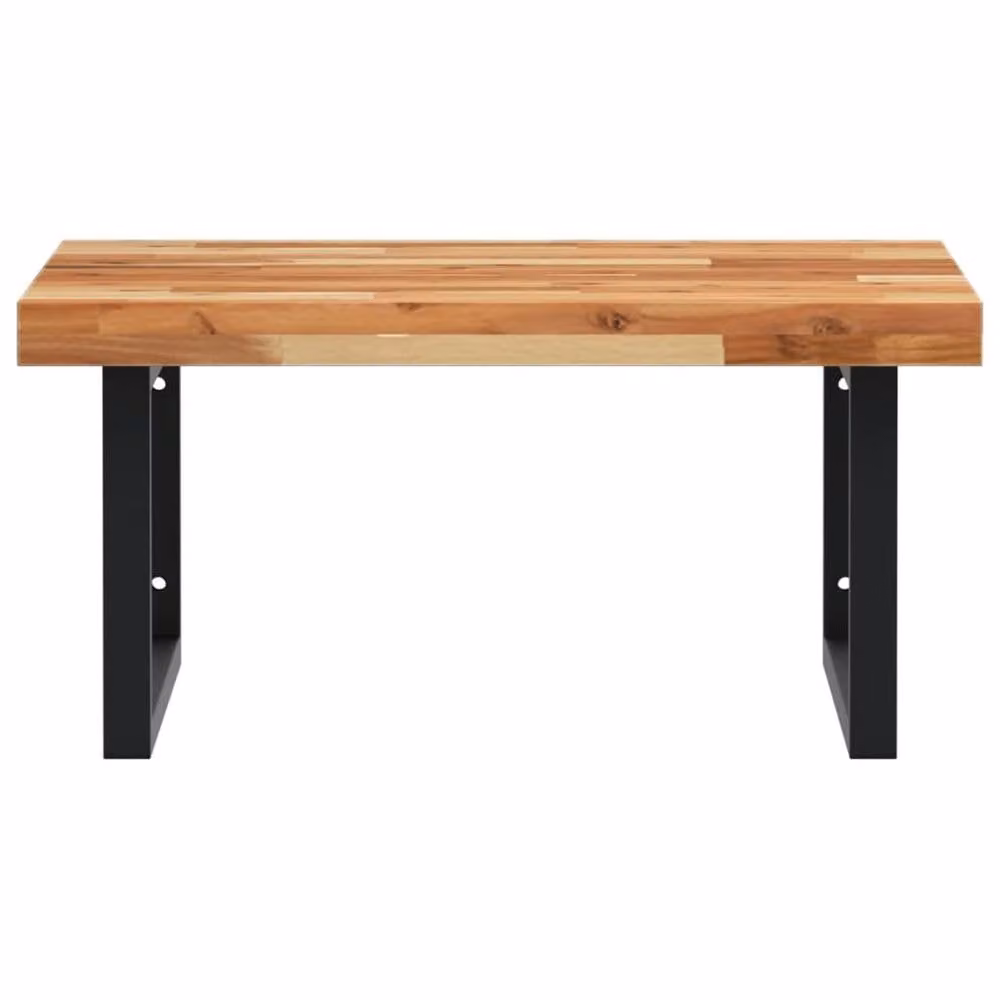Berkfield Home Elegant Wall Mounted Basin Shelf in Brown Acacia Wood and Black Steel – 1
