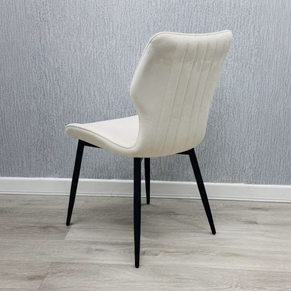 Stratus Interiors Windsor Winged Velvet Dining Chair in Cream with Black Legs – 2