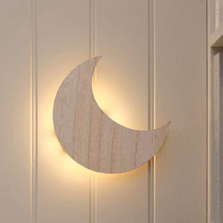 Lights4fun Moonbeam Children's Battery Wall Light in White with Warm White LED