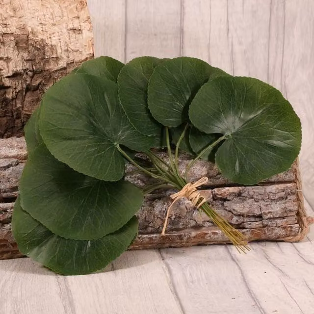 Kingsbury Gifts Pack of 12 Green Artificial Galax Leaves