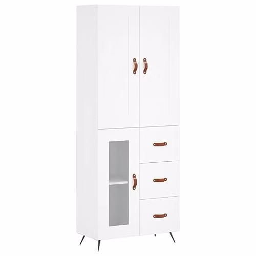 vidaXL Modern White Highboard with Hinged Doors and Internal Shelves, W/D/H: 69.5 x 34 x 180 cm – 1