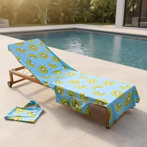 OHS Blue Kiwi Microfibre Beach Towel for Adults, Quick-Drying and Absorbent, W: 75 cm, L: 215 cm