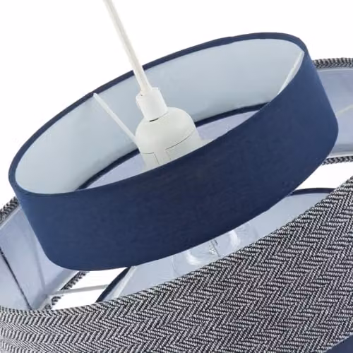 Happy Homewares Modern Blue and Grey Fabric Triple Tier Pendant Lamp Shade W/D/H: 20 x 30 x 30 cm – 4