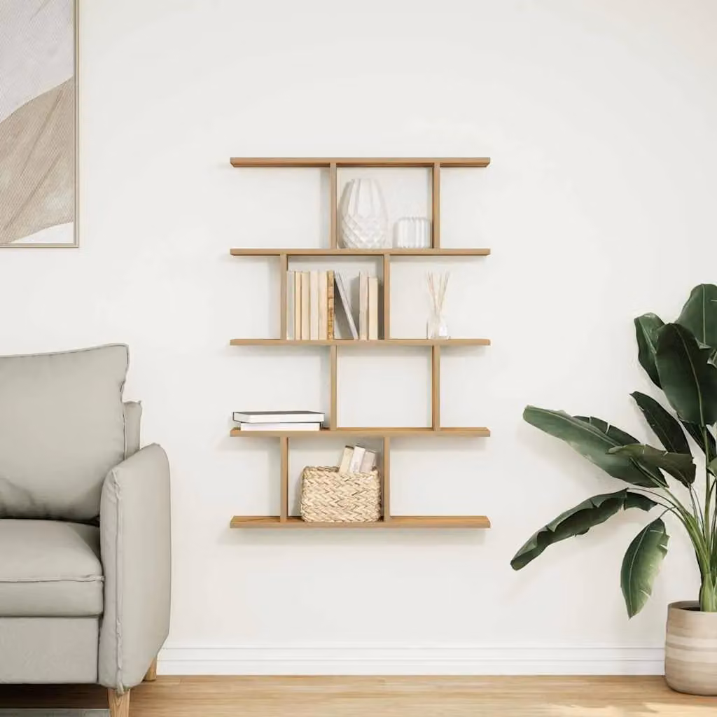 Berkfield Home Wall Mounted 12 Compartment Cube Shelf in Artisan Oak Brown – 2