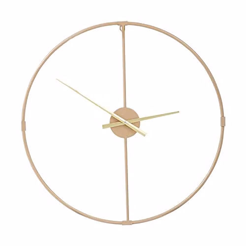 Premier Housewares Modern Round Metal Wall Clock in Gold and White, Diameter: 60 cm