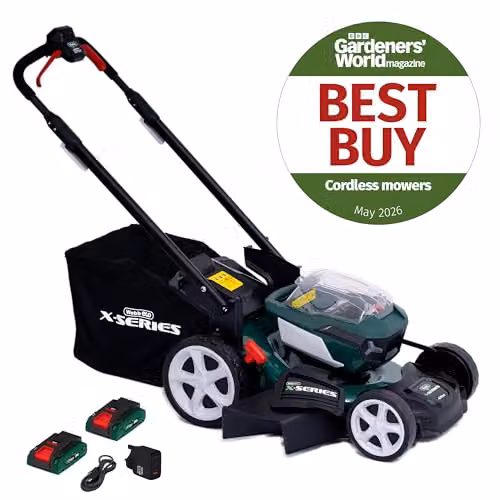 Webb 40V Brushless Self-Propelled Lawnmower in Green with 2 x 4Ah Rechargeable Batteries, Charger, Collection Bag and Mulching Kit, Cutting Width: 47 cm – 2
