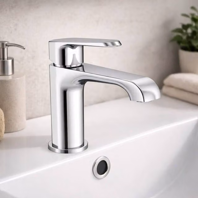 Bathroom Kingdom Montana Single Lever Chrome Basin Mixer Tap in Silver