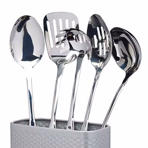 Lovello Freestanding Metal Utensil Holder in Grey, W/D/H: 2 x 1 x 18 cm – 3