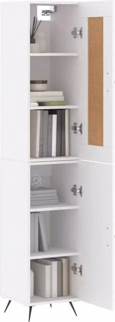 Berkfield Home White Modern Highboard with Hinged Doors and Internal Shelves, W/D/H: 34.5 x 34 x 180 cm – 1