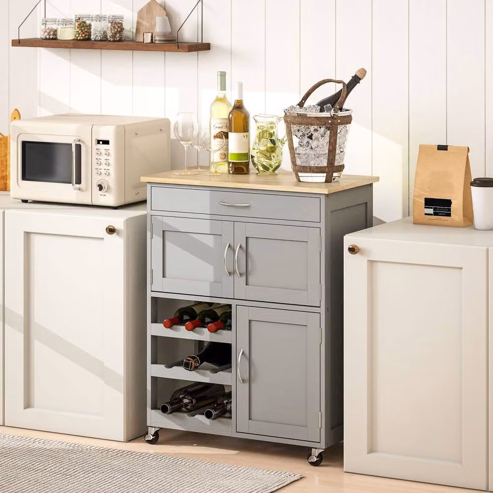 Wyld Haus Lehari Grey Rolling Kitchen Island with Drawer – 6