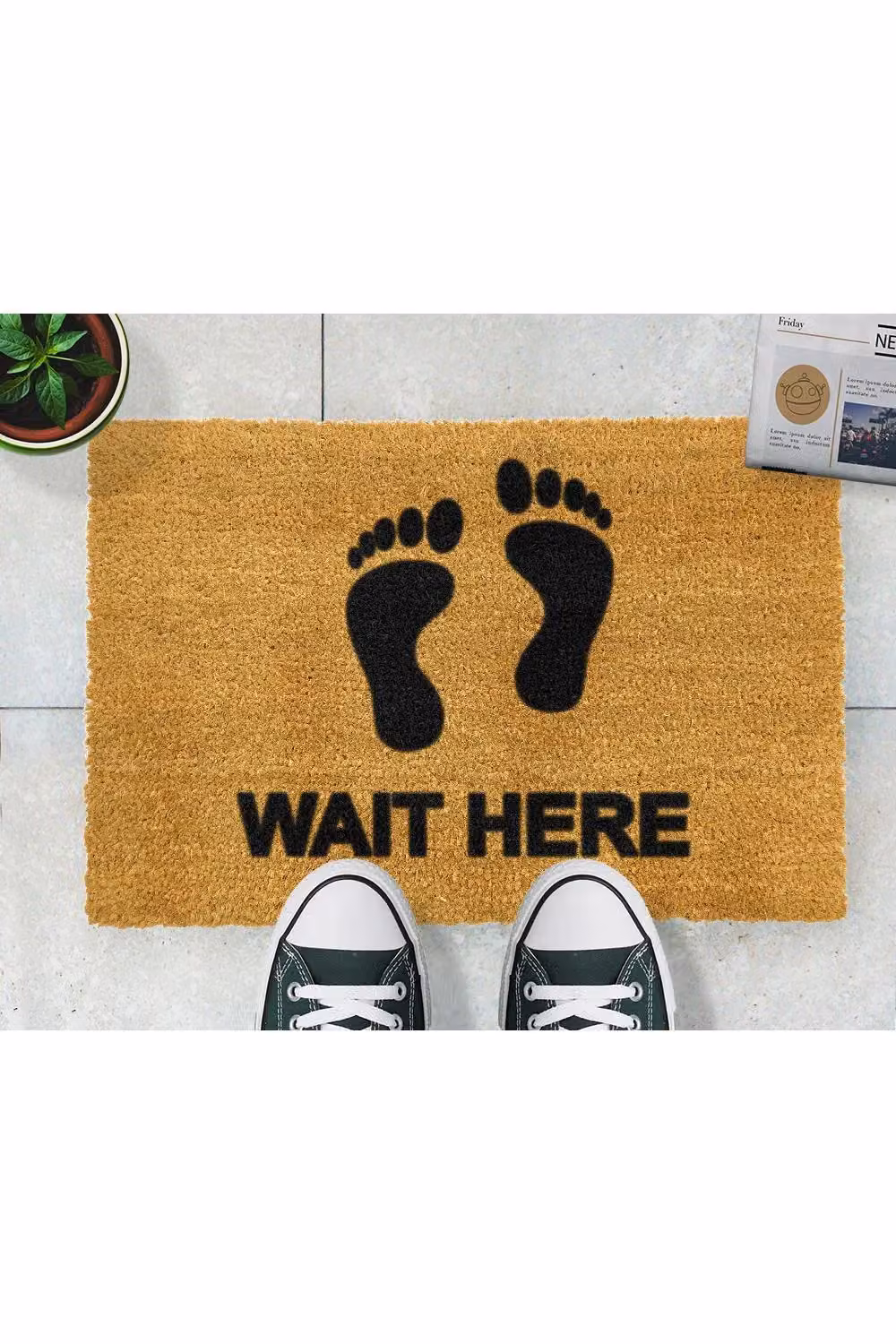 Artsy Mats Wait Here Doormat, Black and Multicolour Coir Graphic Design, W: 60 cm, D: 40 cm – 3