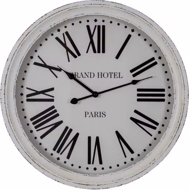 KDMD Hotel Paris Round Quartz Wall Clock with White Glass and Wood Front – 1
