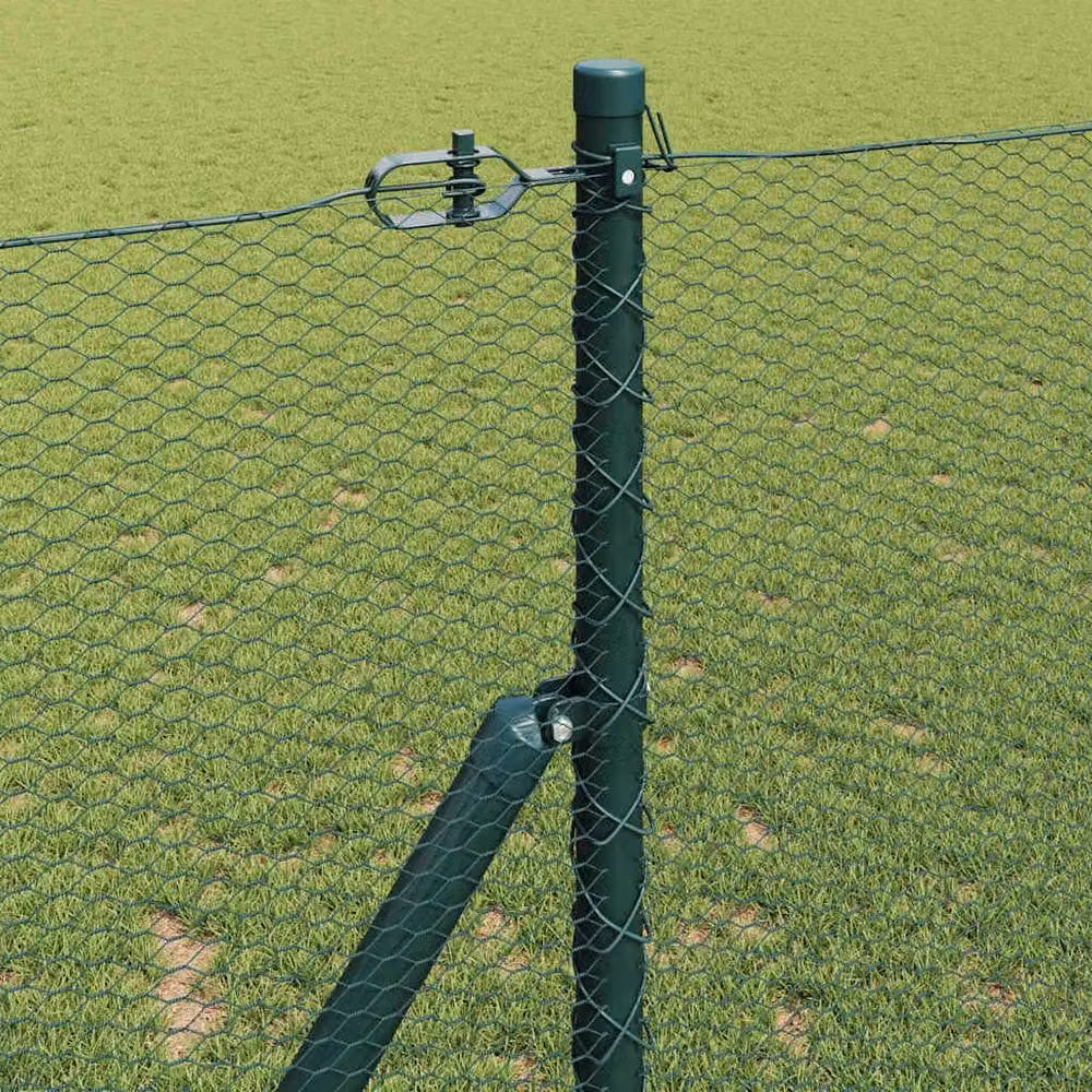 Berkfield Home Hexagon Steel Fence, Green, W: 10 m, H: 1 m – 3