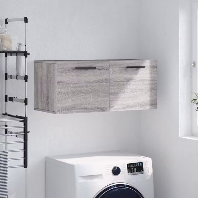 Berkfield Home Wall Mounted Cabinet in Grey, W: 80 cm, D: 36.5 cm, H: 35 cm