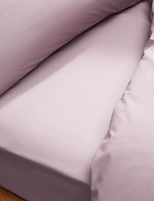 M&S Egyptian Cotton 230 Thread Count Extra Deep Fitted Sheet, Dusted Pink, W/D/H: 140 x 200 x 38 cm