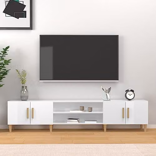 vidaXL Modern High Gloss White TV Cabinet and Sideboard, W/D/H: 180 x 40 x 31.5 cm – 2